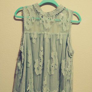 Mint green lace top - with built in camisole